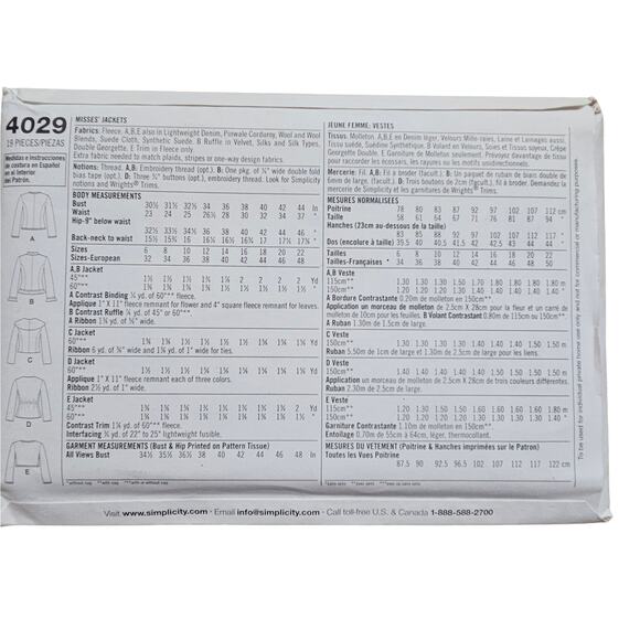 Simplicity 4029 Uptown Chic Jacket Variations Sewing Pattern Size 14 - 22 UNCUT - Picture 2 of 8